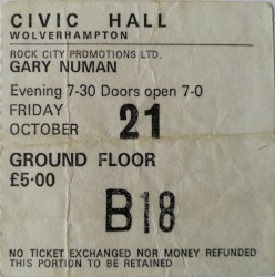 Gary Numan Wolverhampton Ticket 1983